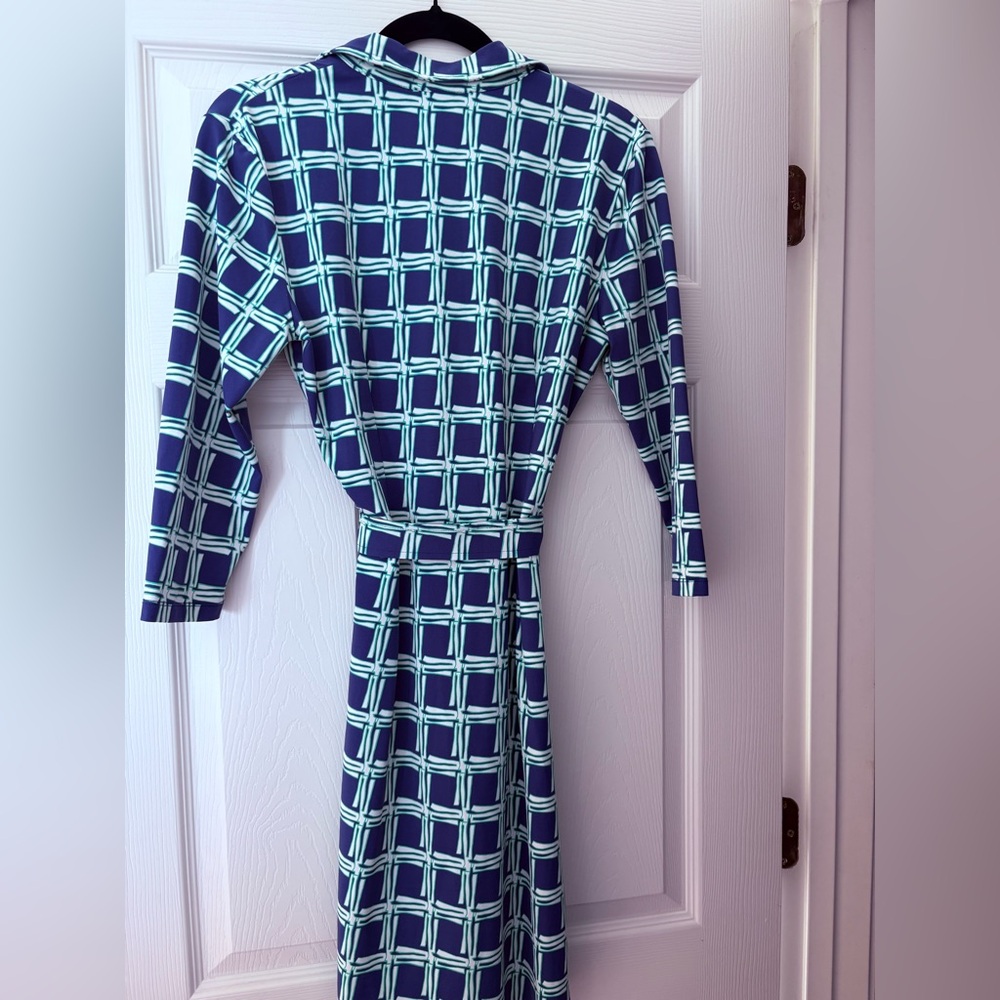 J.Mclaughlin Calla Collared Button Front Belted Shirtdress, Womens, M, Navy - Picture 9 of 9